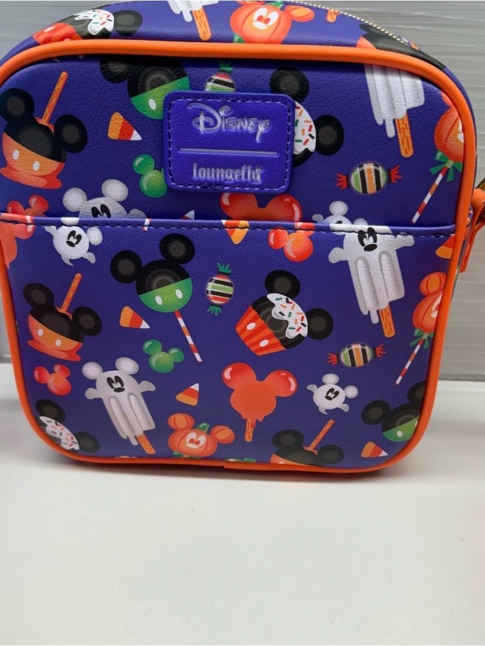 Loungefly Purple Halloween Treats Crossbody Bag with Orange Trim - Picture 2 of 5